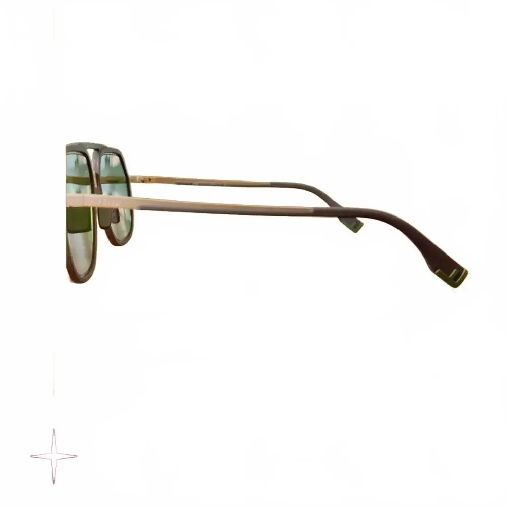 Fendi Zucca FF-Monogram Green Lens Round Aviator Sunglasses Green Havana - Picture 5 of 9